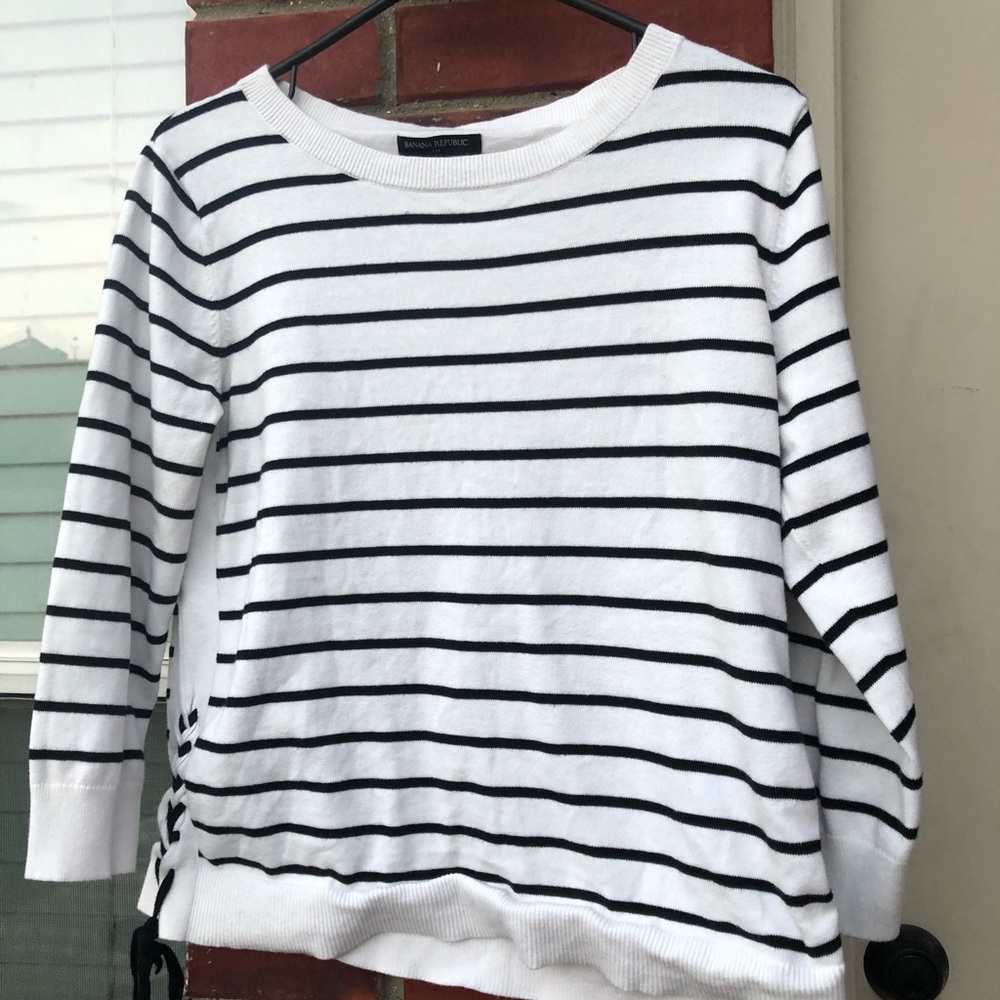 cute half-long sleeve striped shirt